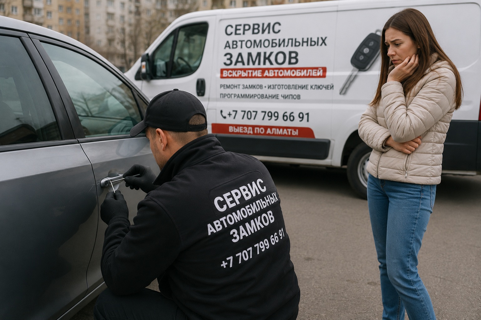 Вскрытие автомобиля без ключа в Алматы — помощь мастера